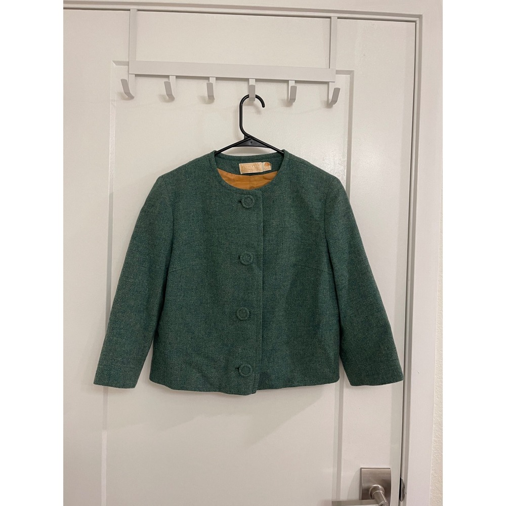 Vintage Pendleton Green Cropped Jacket Wool Chic Old Money Retro Business